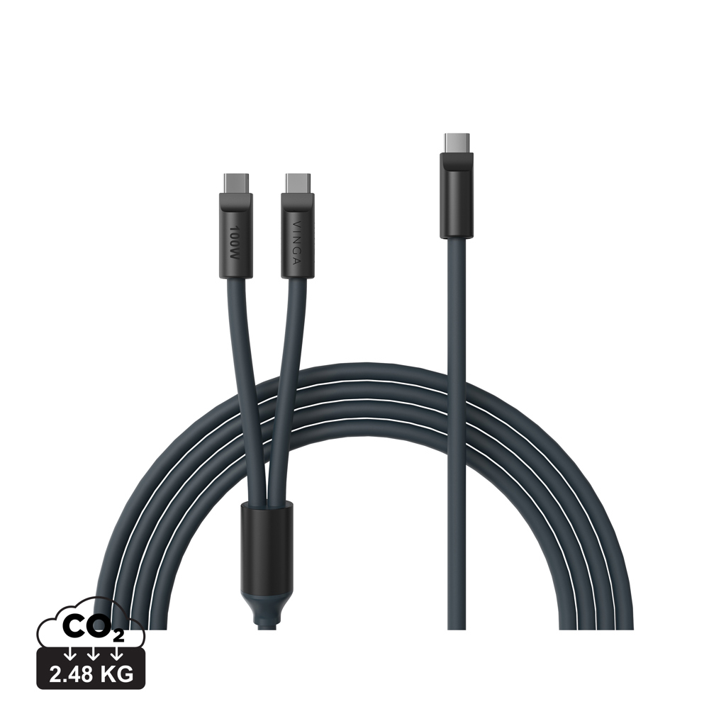 Câble USB-C double à personnaliser 100 W Baltimore Bleu marine